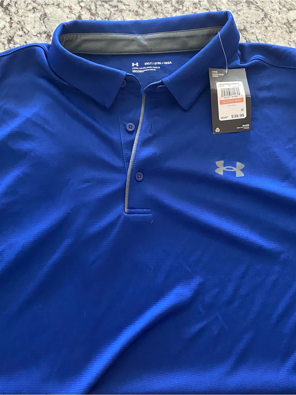 Men’s Under Armour Blue Performance Polo with Grey Trim 3XLT